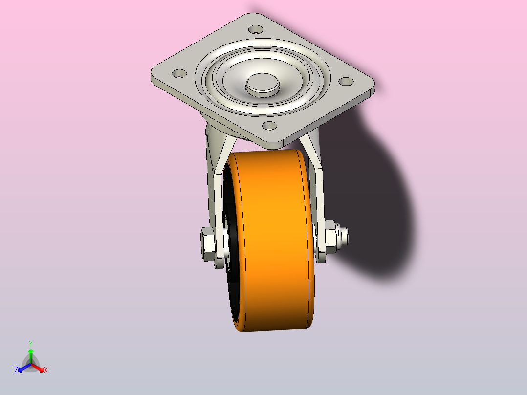 聚氨酯脚轮120 x 50正等轴测图