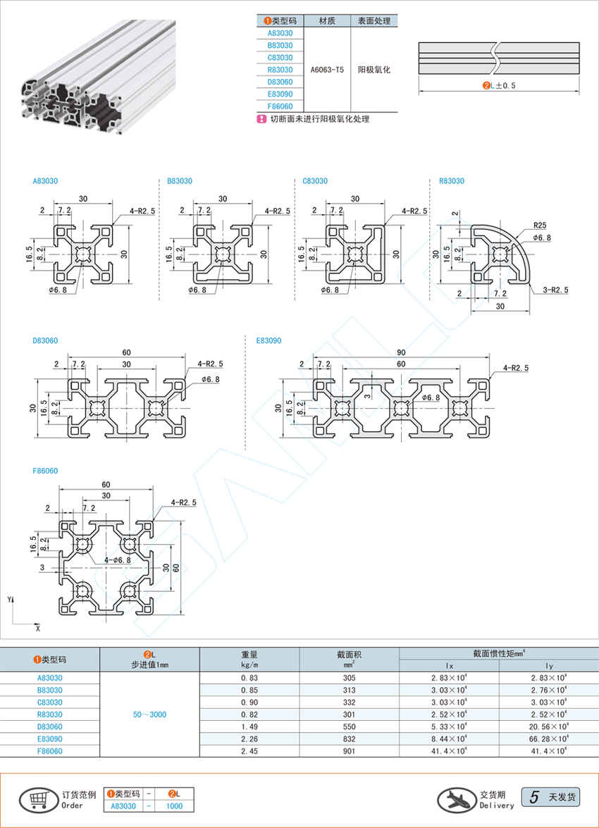 中载用铝合金型材@30系列