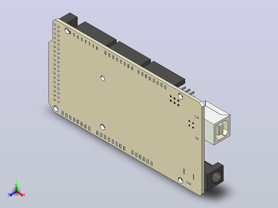 Arduino Mega 2560电子板正等轴测图