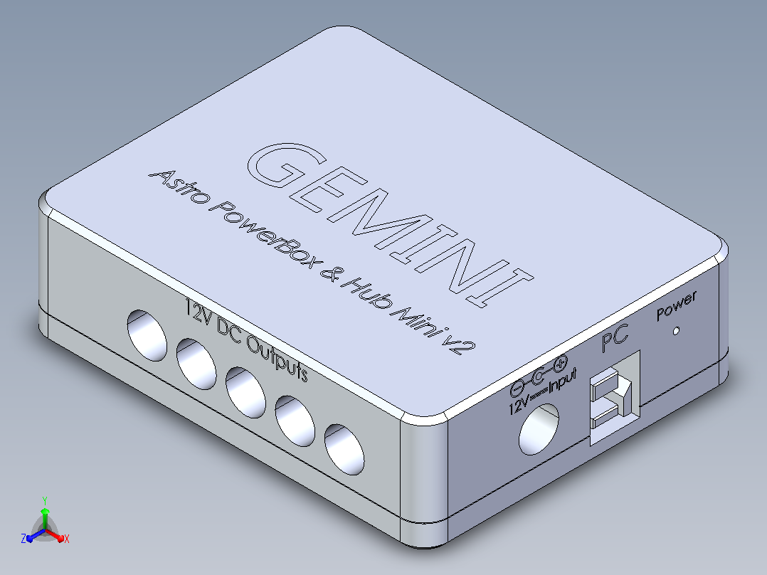 Gemini Mini V2 集线器正等轴测图