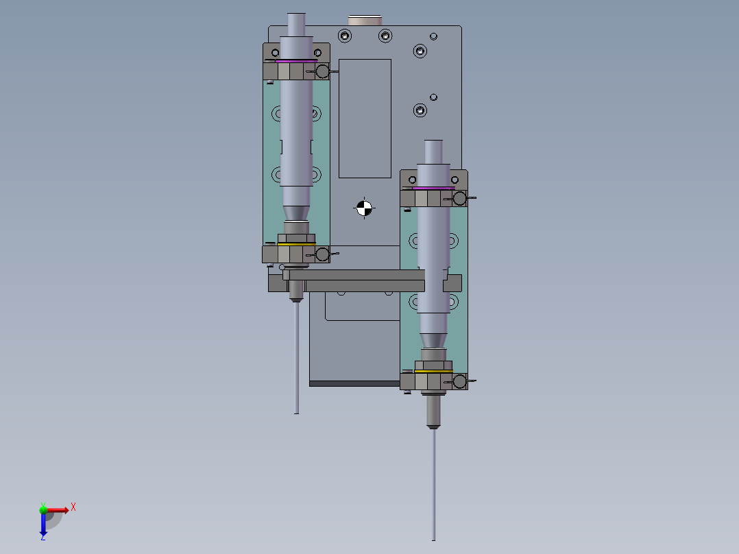 双点胶阀模块设计（带可编辑特征俯视图