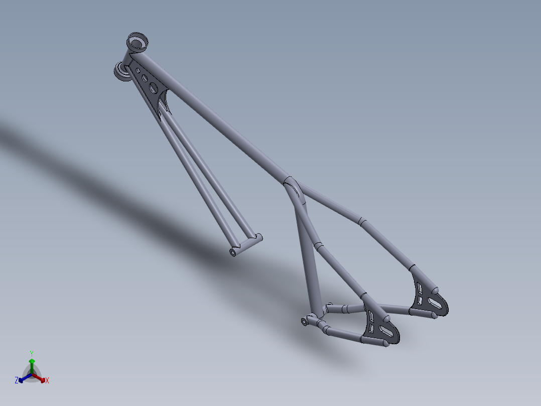 公路自行车车架设计正等轴测图