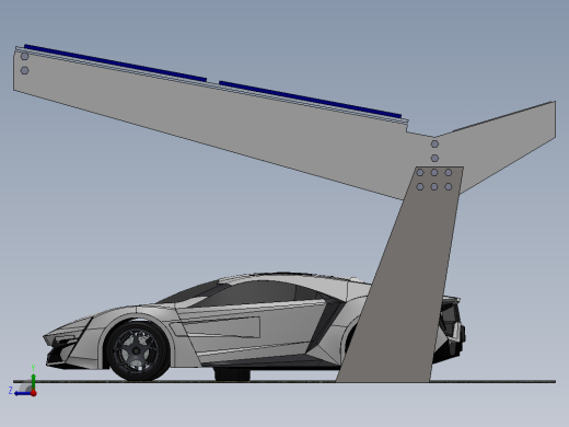 带太阳能电池板的停车棚3D模型图纸 Solidworks设计右视缩略图