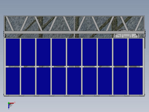 带太阳能电池板的停车棚3D模型图纸 Solidworks设计俯视缩略图