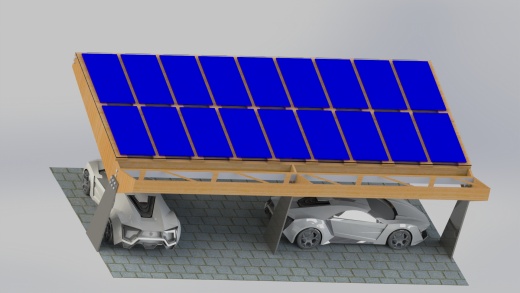带太阳能电池板的停车棚3D模型图纸 Solidworks设计缩略图