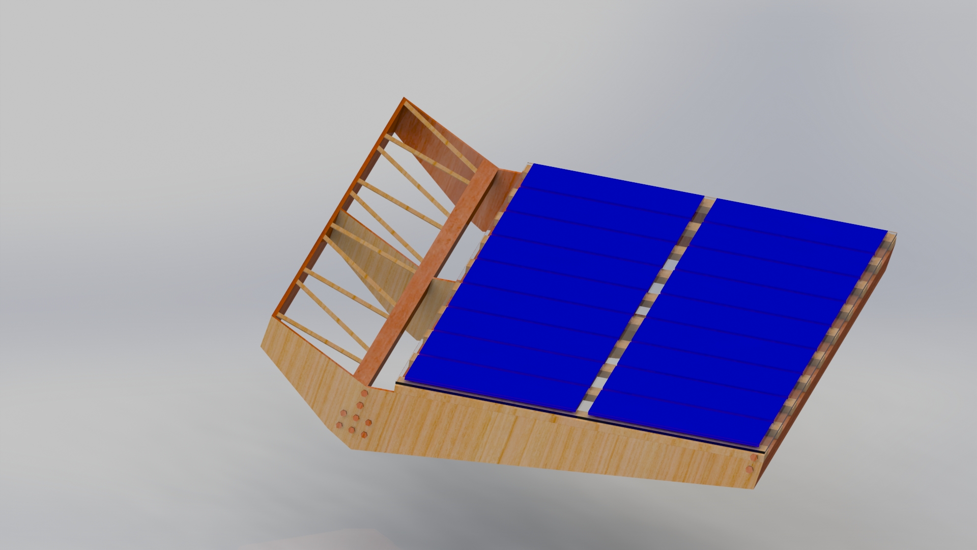 带太阳能电池板的停车棚3D模型图纸 Solidworks设计