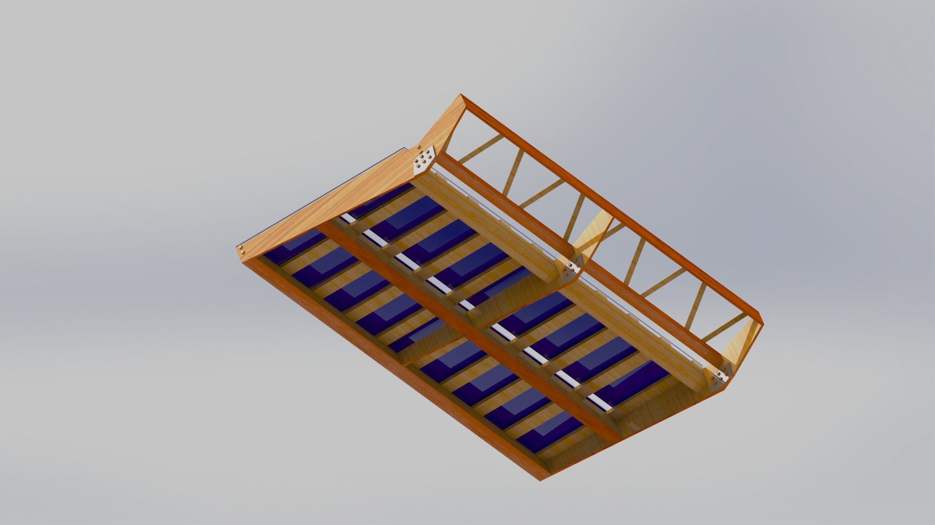 带太阳能电池板的停车棚3D模型图纸 Solidworks设计