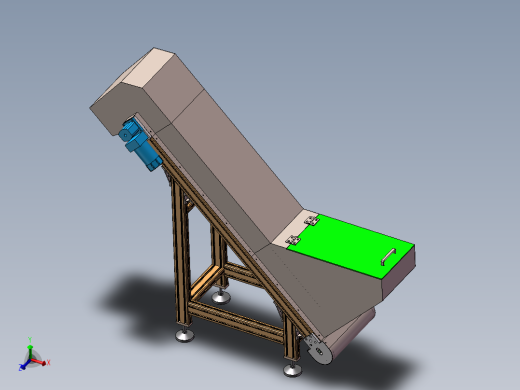铝型材爬坡上料输送机3d图纸封闭式提升上料机3D模型