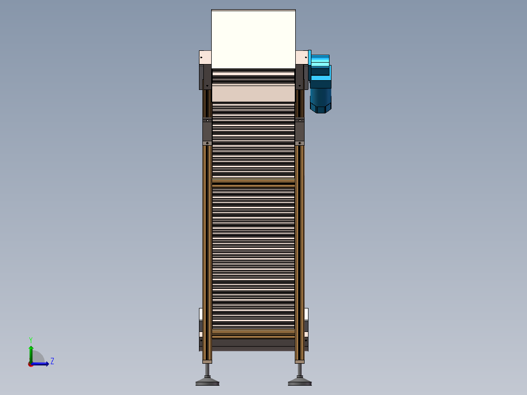 铝型材爬坡上料输送机3d图纸封闭式提升上料机3D模型左视图