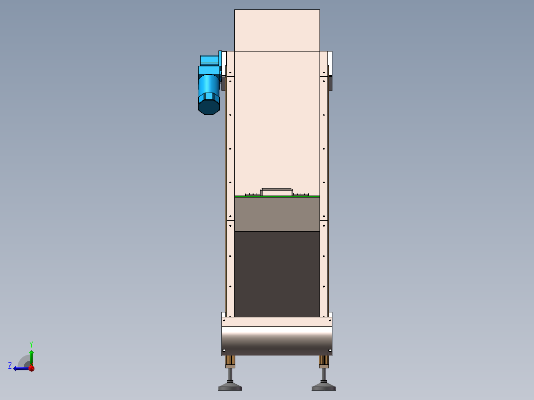 铝型材爬坡上料输送机3d图纸封闭式提升上料机3D模型右视图