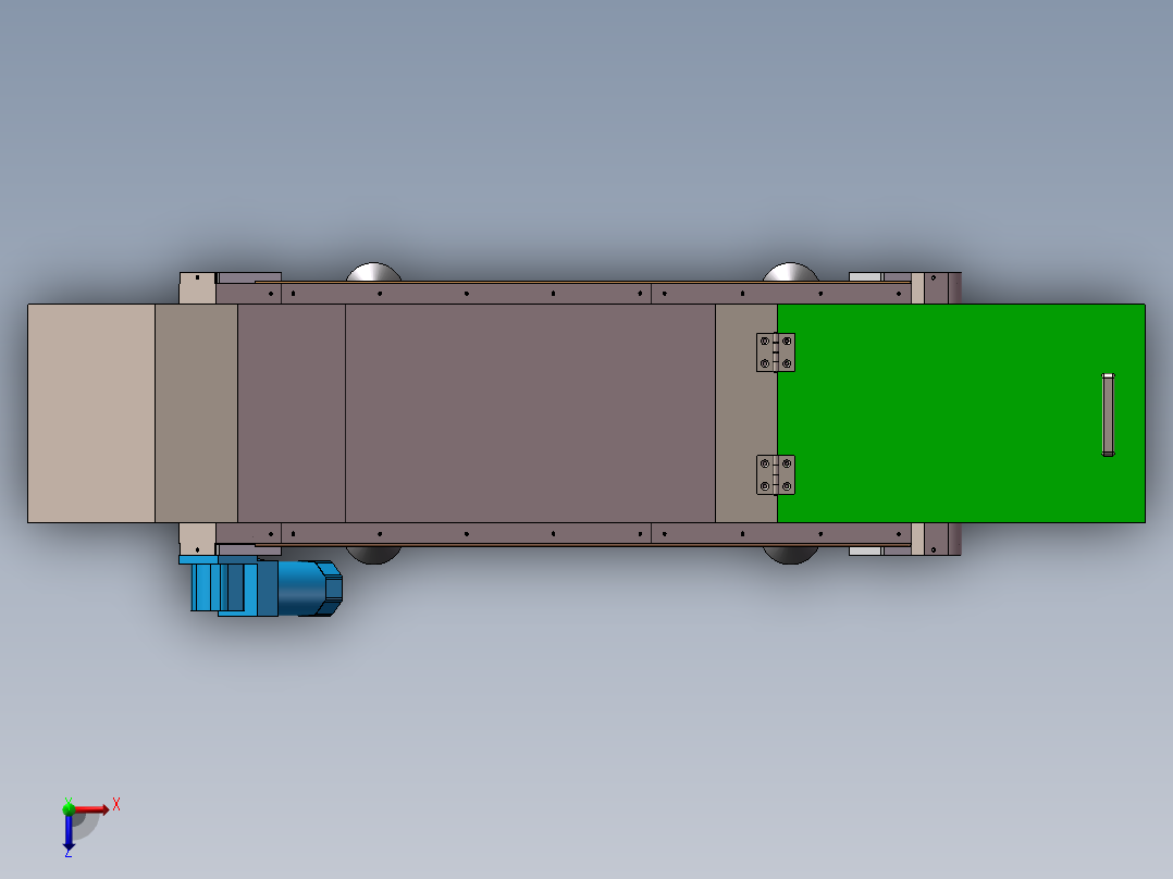 铝型材爬坡上料输送机3d图纸封闭式提升上料机3D模型俯视图