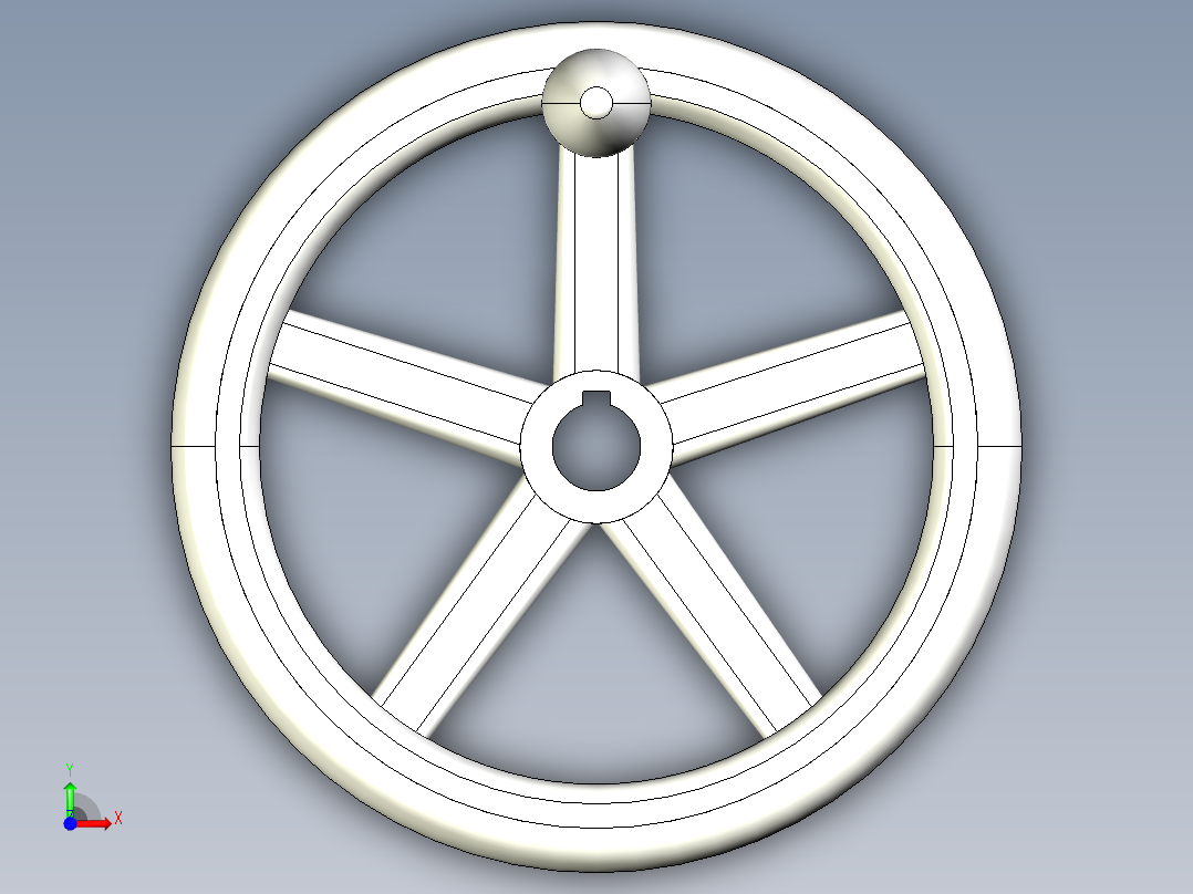 鋁合金手輪(固定把手)2459-3D多系列多零件图纸模型前视图