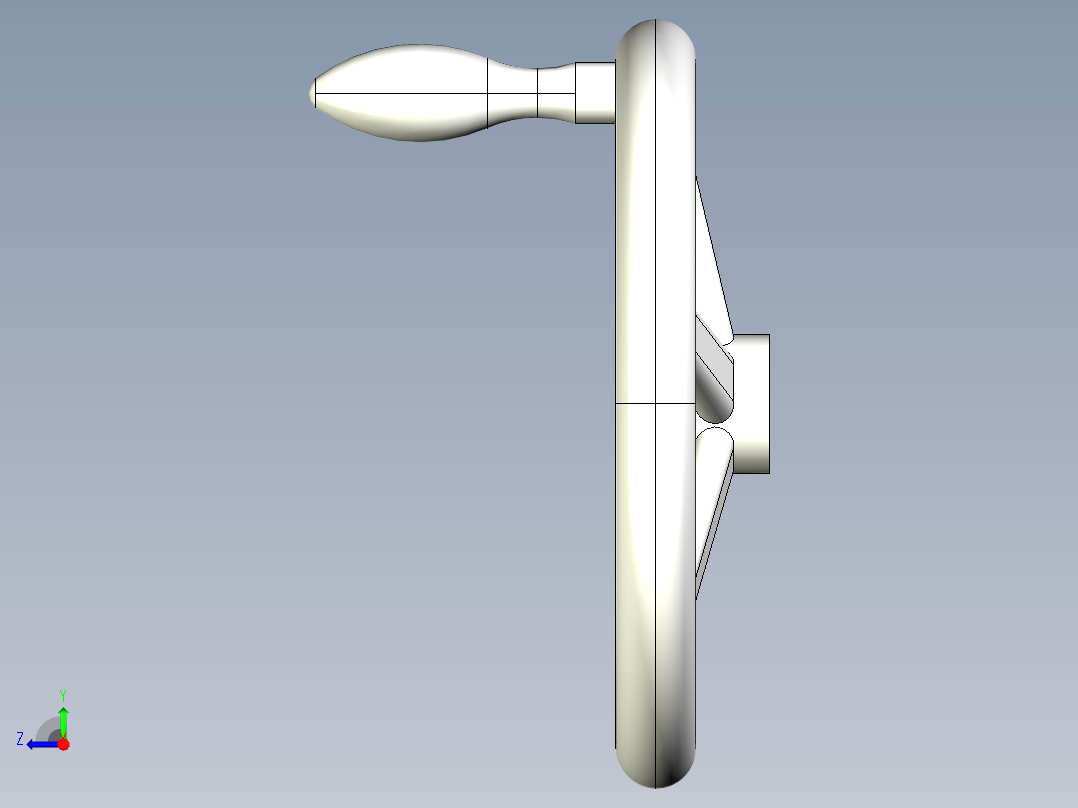 鋁合金手輪(固定把手)2459-3D多系列多零件图纸模型右视图