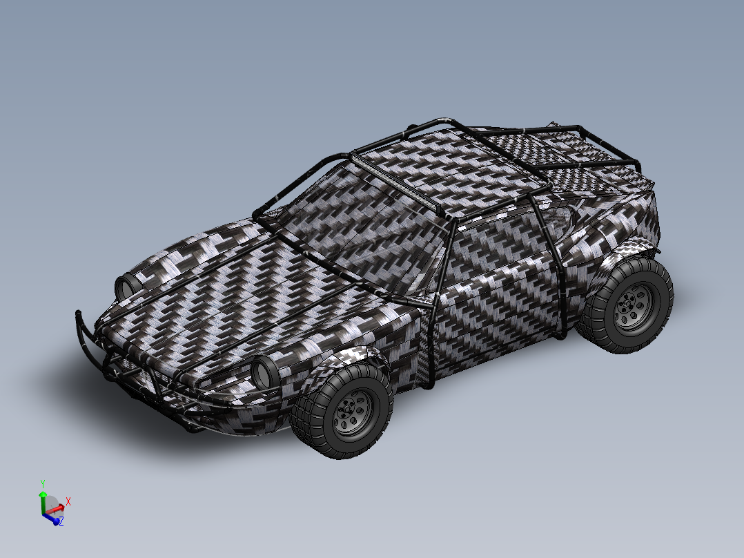 仿250z越野车造型3D模型图纸 Solidworks设计