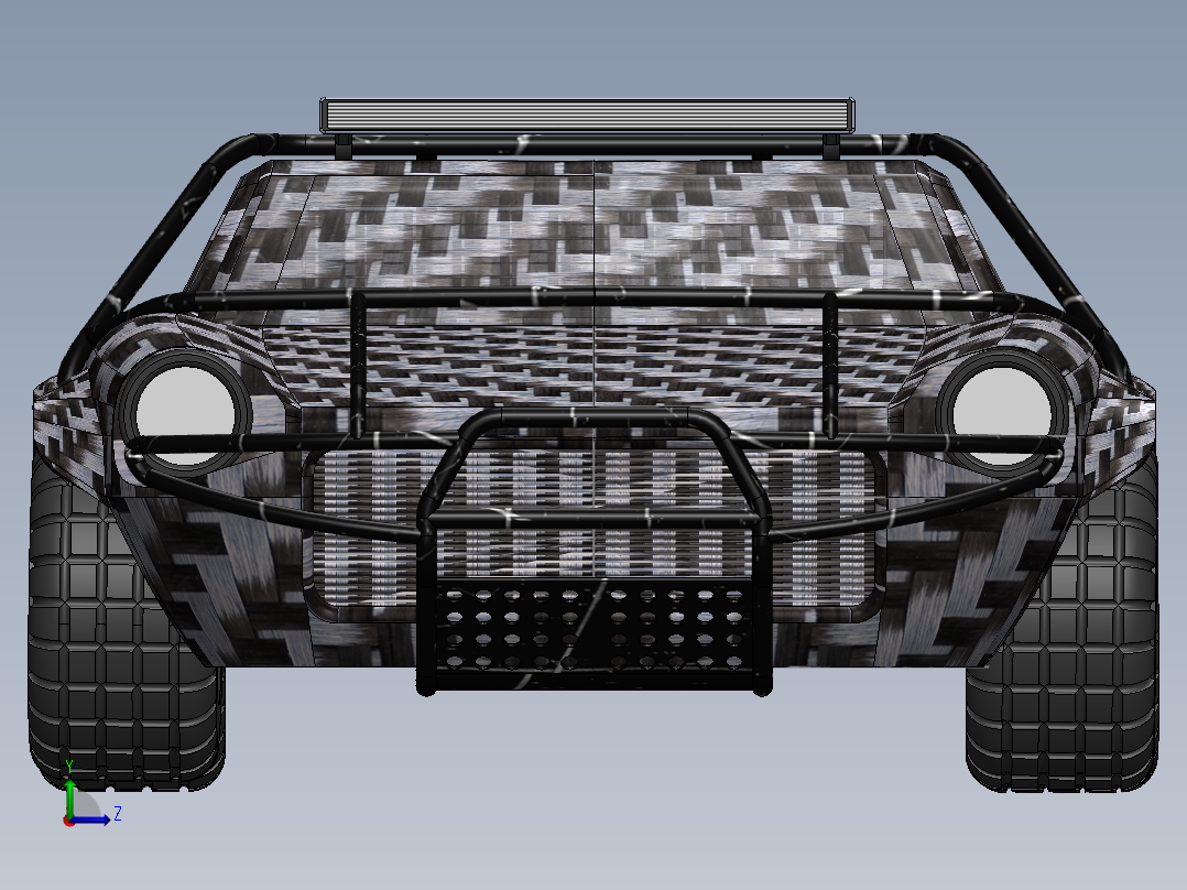 仿250z越野车造型3D模型图纸 Solidworks设计左视图
