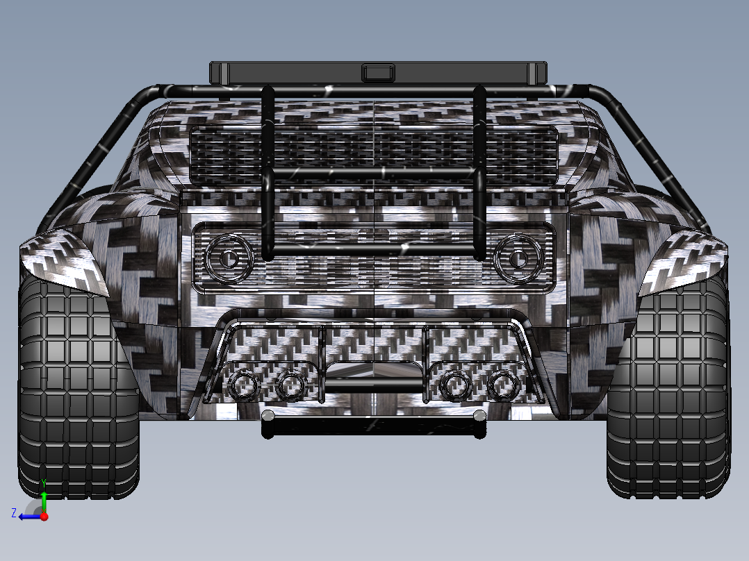 仿250z越野车造型3D模型图纸 Solidworks设计右视图