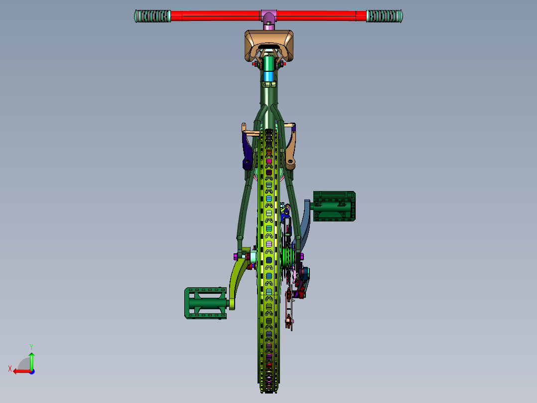 变速越野山地自行车后视图