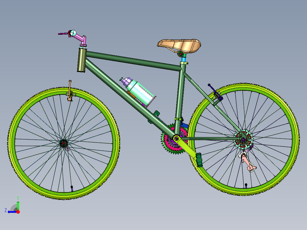 变速越野山地自行车右视图