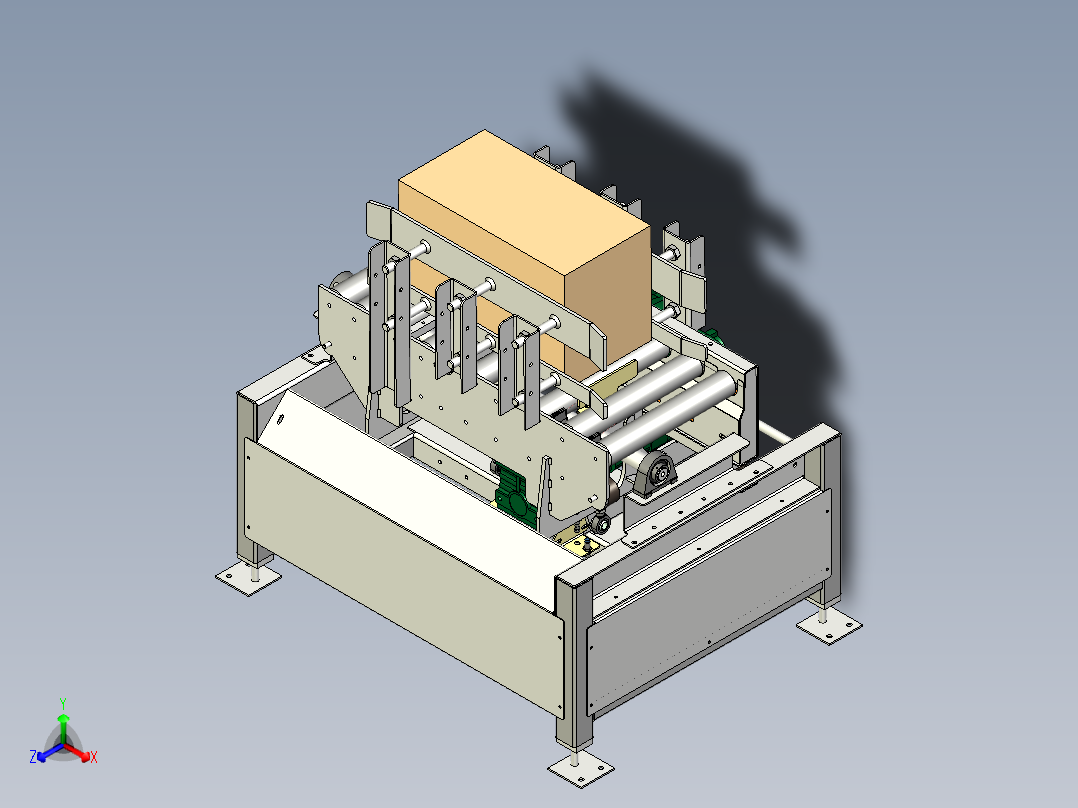 纸箱整形滚筒线正等轴测图