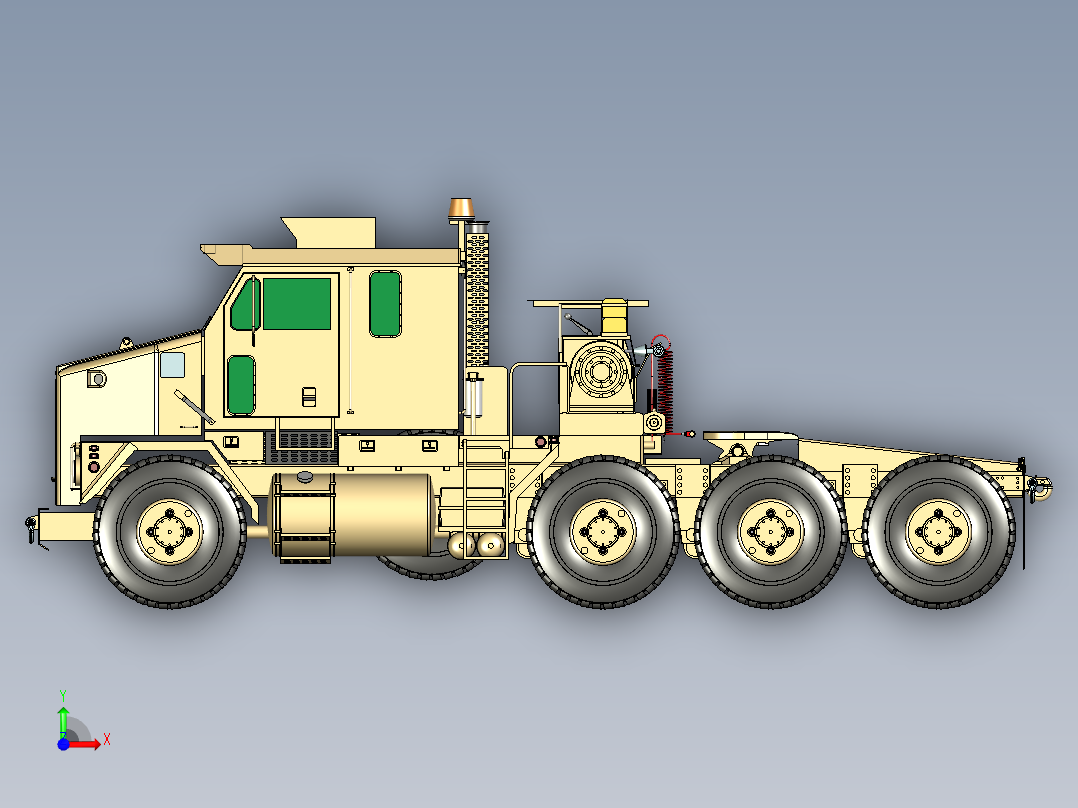 奥什科什M1070军用拖车前视图