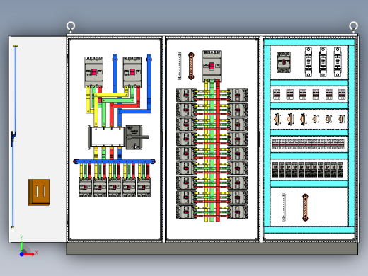 三柜组装双电源630A竖装直流接触器控制柜 55448前视缩略图