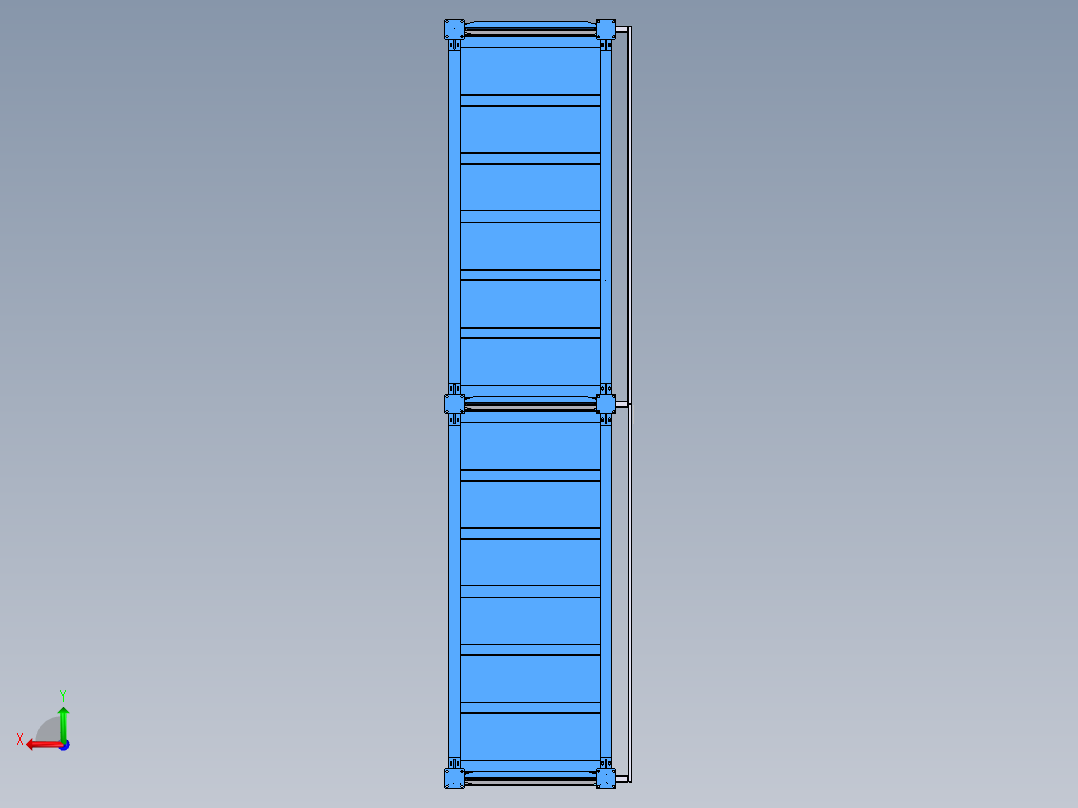 货架、商店仓库货架后视图