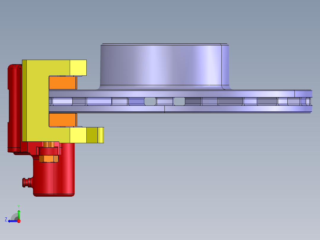汽车浮钳盘 盘式制动器设计-商务车含三维CATIA模型+CAD图纸+说明右视图