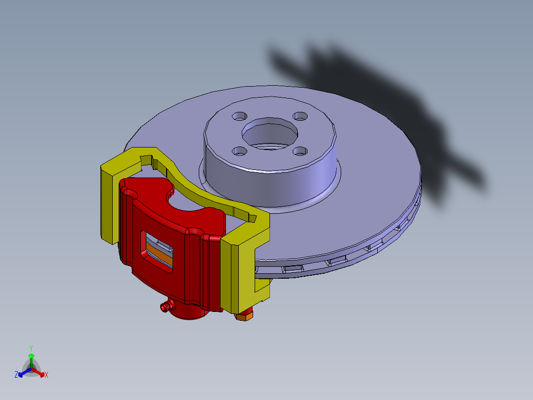 汽车浮钳盘 盘式制动器设计-商务车含三维CATIA模型+CAD图纸+说明正等轴测图