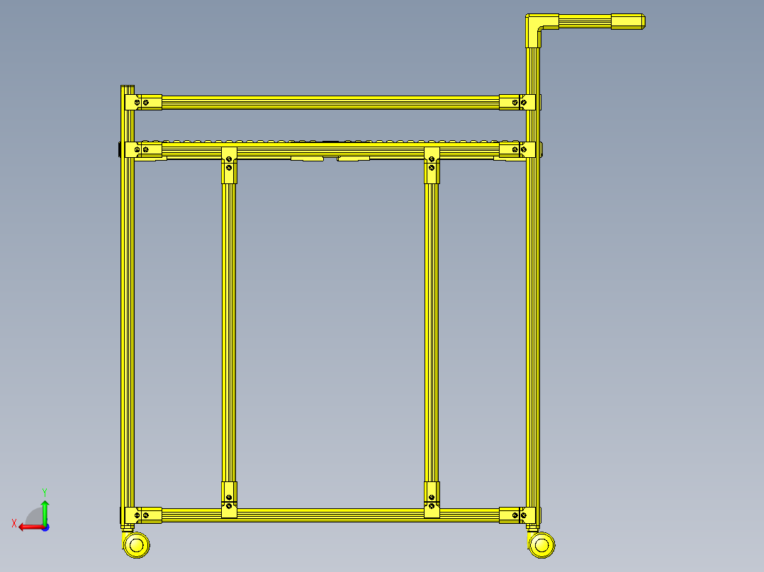 带滚轮传送带的台车后视图