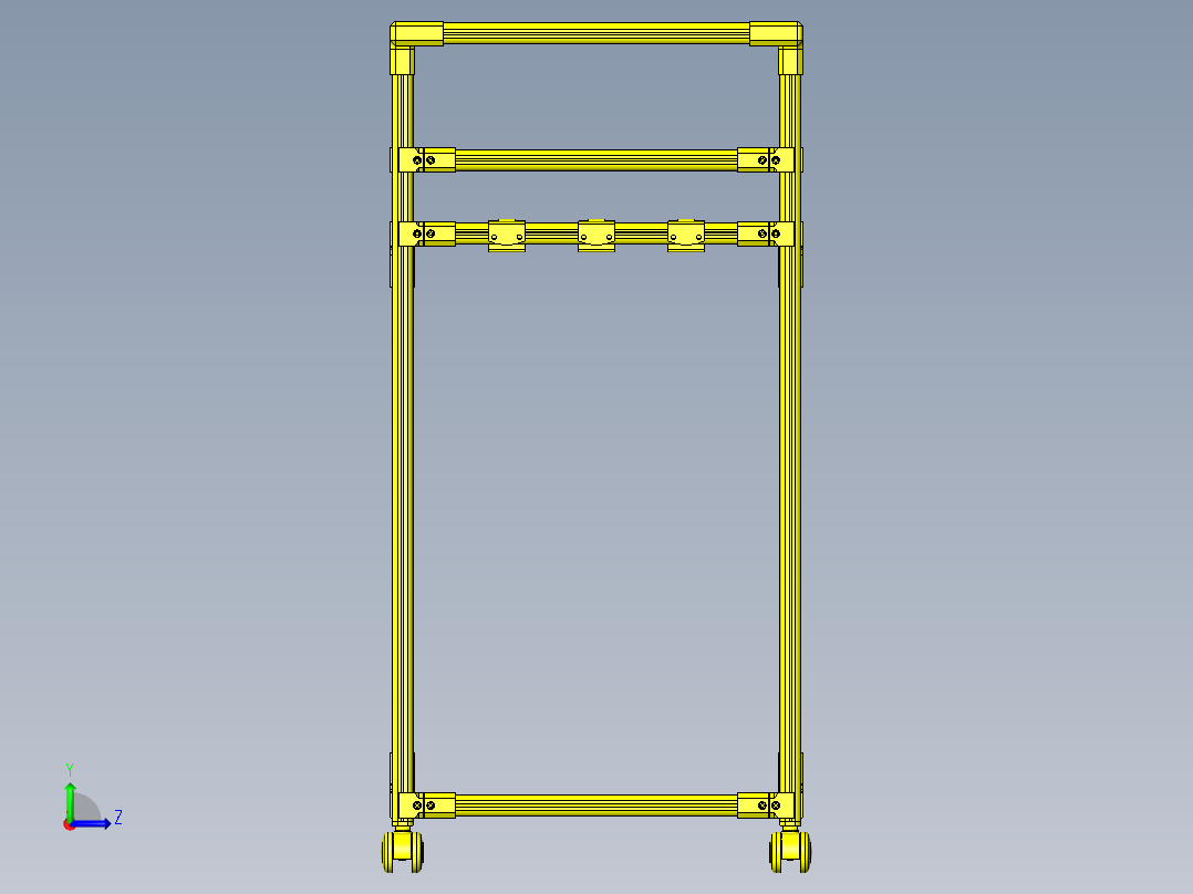 带滚轮传送带的台车左视图
