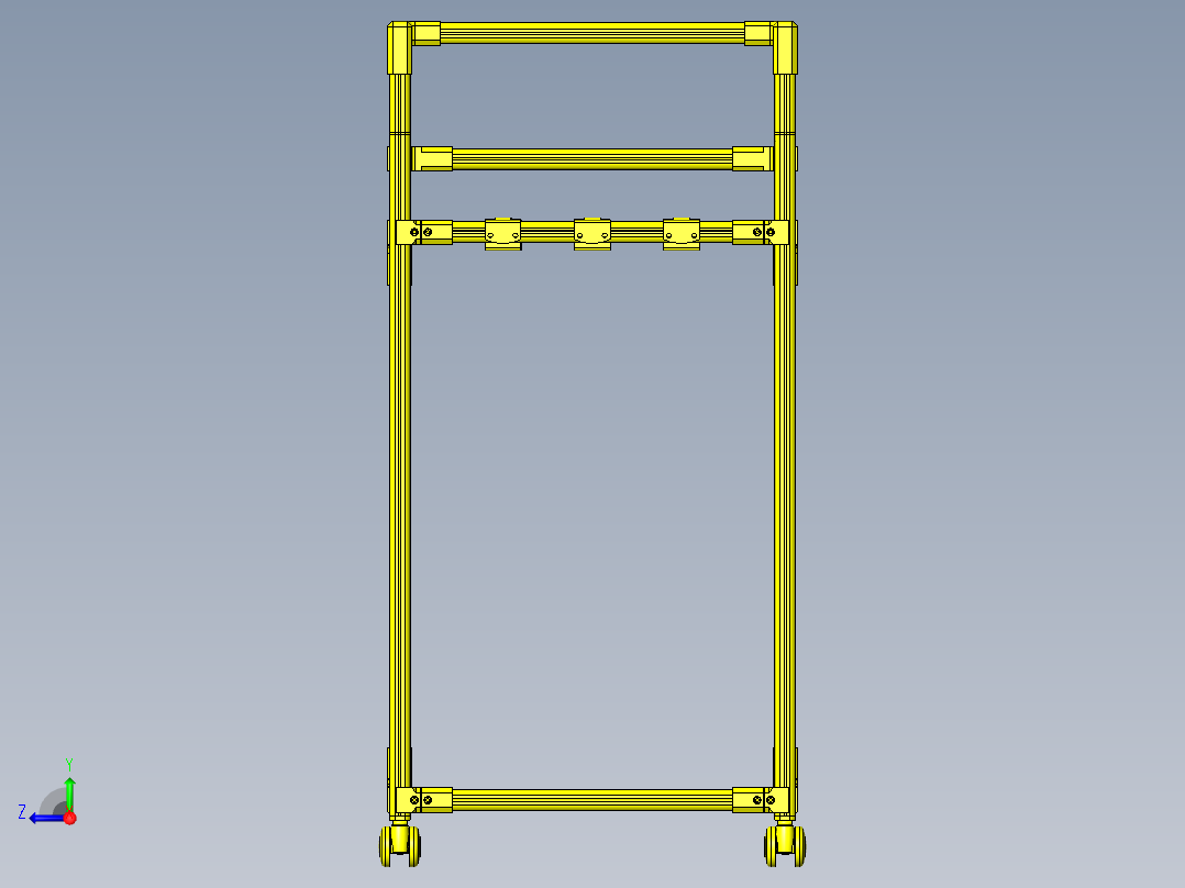 带滚轮传送带的台车右视图
