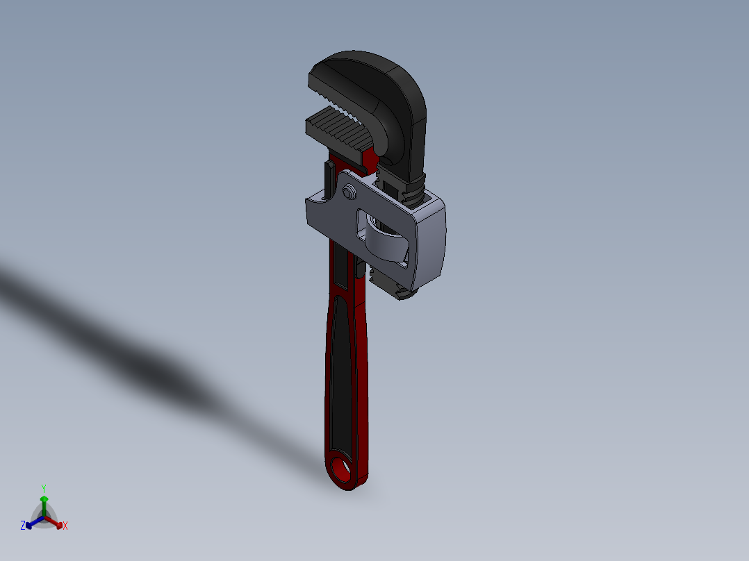 管子钳SW2014正等轴测图