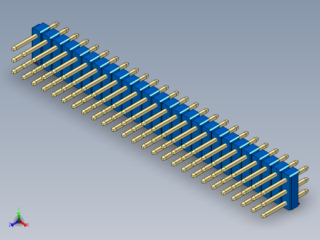 彩色公头100mil（2.54mm）系列-DS1021_blue_3x26p_100mil_Type1_rev1.0主视图