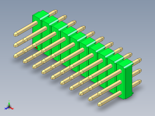彩色公头100mil（2.54mm）系列-DS1021_green_3x10p_100mil_Type1_rev1.0正等轴测缩略图