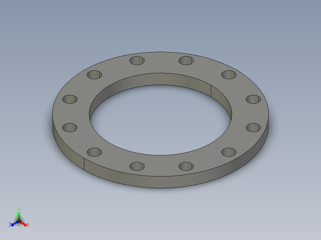 法兰标准，带有不同尺寸的设计表正等轴测图