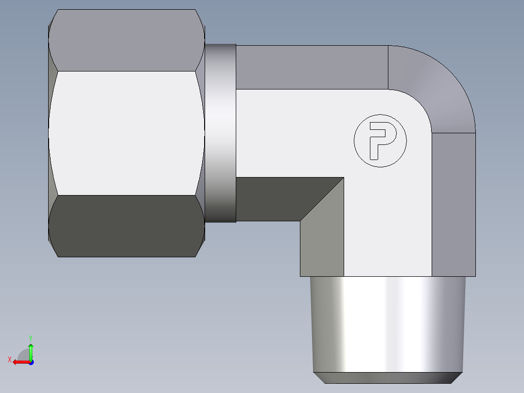 卡套式工业通用硬管接头EO_Male_stud_elbow_WE12SR71后视图