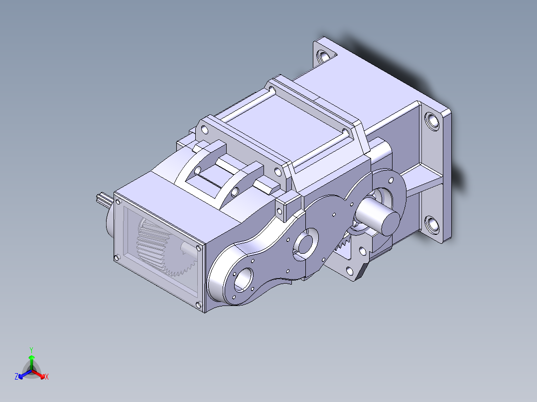 girbox二级斜齿轮箱正等轴测图