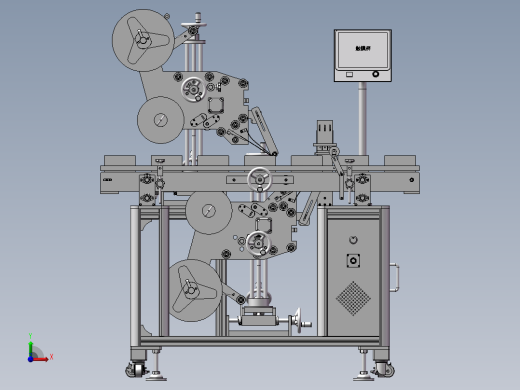 全自动纸盒贴标机 3D图纸 非标自动化设备3D图纸3D模型前视缩略图
