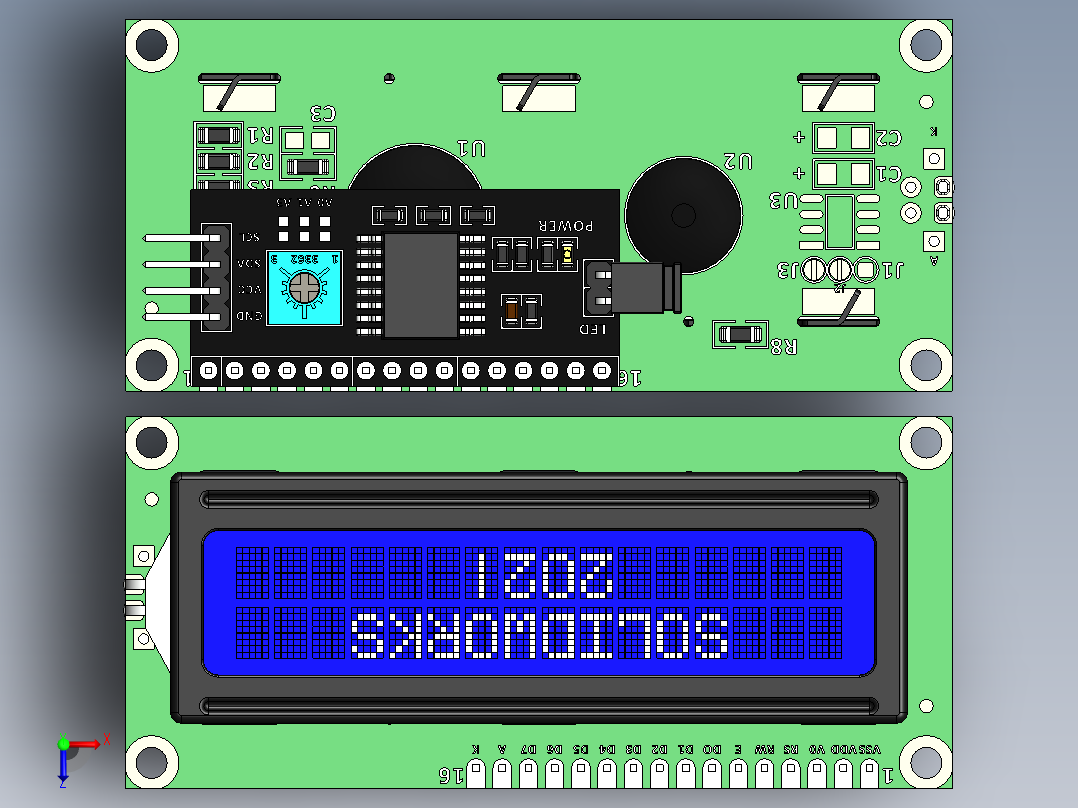 1602液晶显示器俯视图