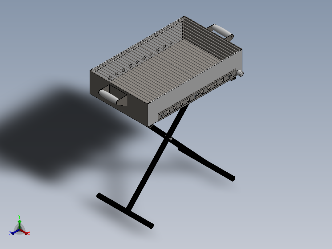 带折叠架的烧烤箱  SW18正等轴测图