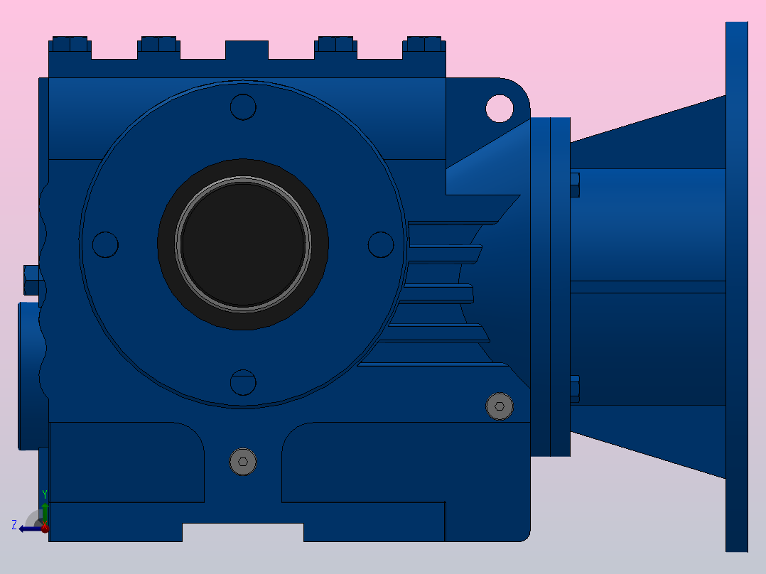 SAZ67ZP蜗轮蜗杆减速机SAZ67-13.27-M1-B-Φ40-P100右视图
