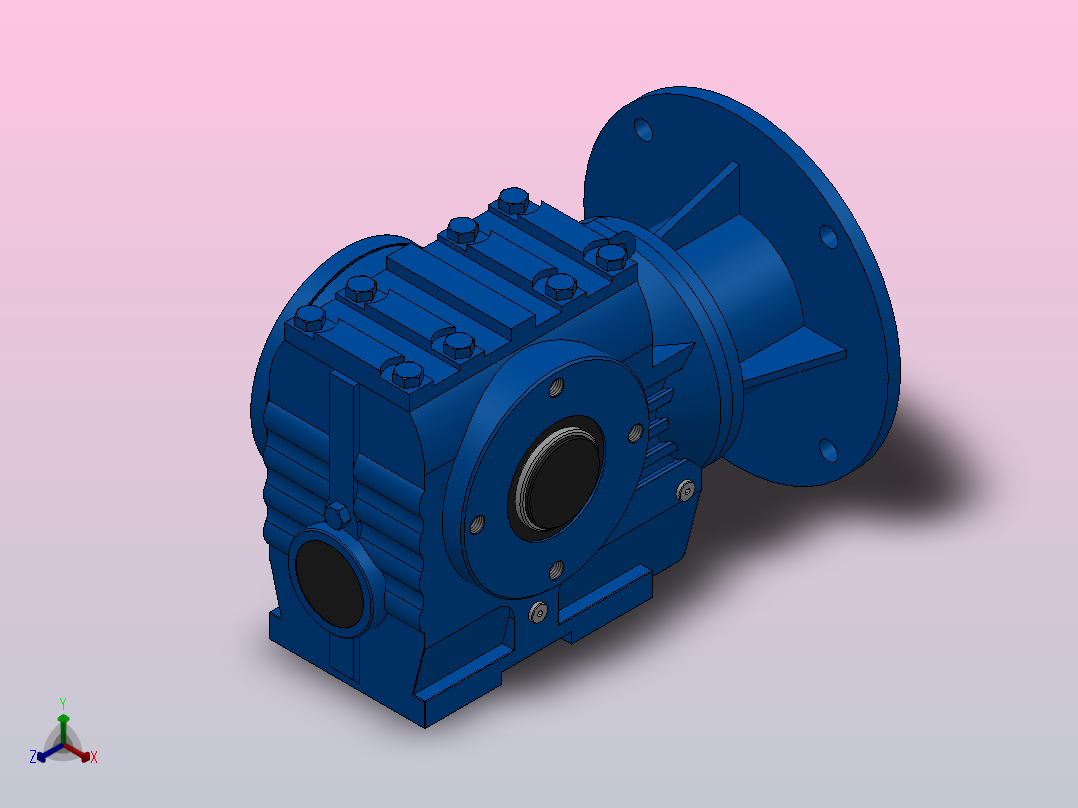 SAZ67ZP蜗轮蜗杆减速机SAZ67-13.27-M1-B-Φ40-P100正等轴测图