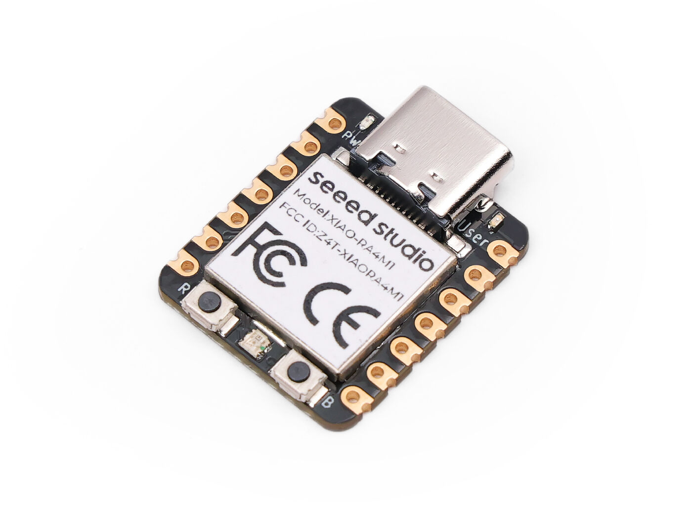 XIAO RA4M1将瑞萨的RA4M1芯片(32位ARM Cortex -M4 MCU，最高48 MHz，带FPU)集成到经典的XIAO外形中。该开发板提供256KB闪存、32KB SRAM、8KB EEPROM、一个USB 2.0连接器、复位和启动按钮、3个led、一个14位模数转换器、一个12位数模转换器和一个CAN总线接口(1)