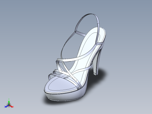 女高跟鞋鞋#1(带纹理)正等轴测缩略图