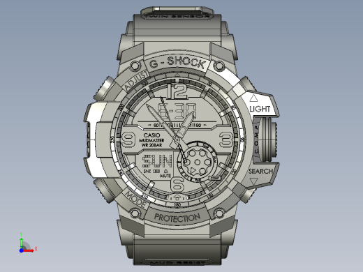 CASIO g661卡西欧手表模型3D图纸 STEP格式前视缩略图