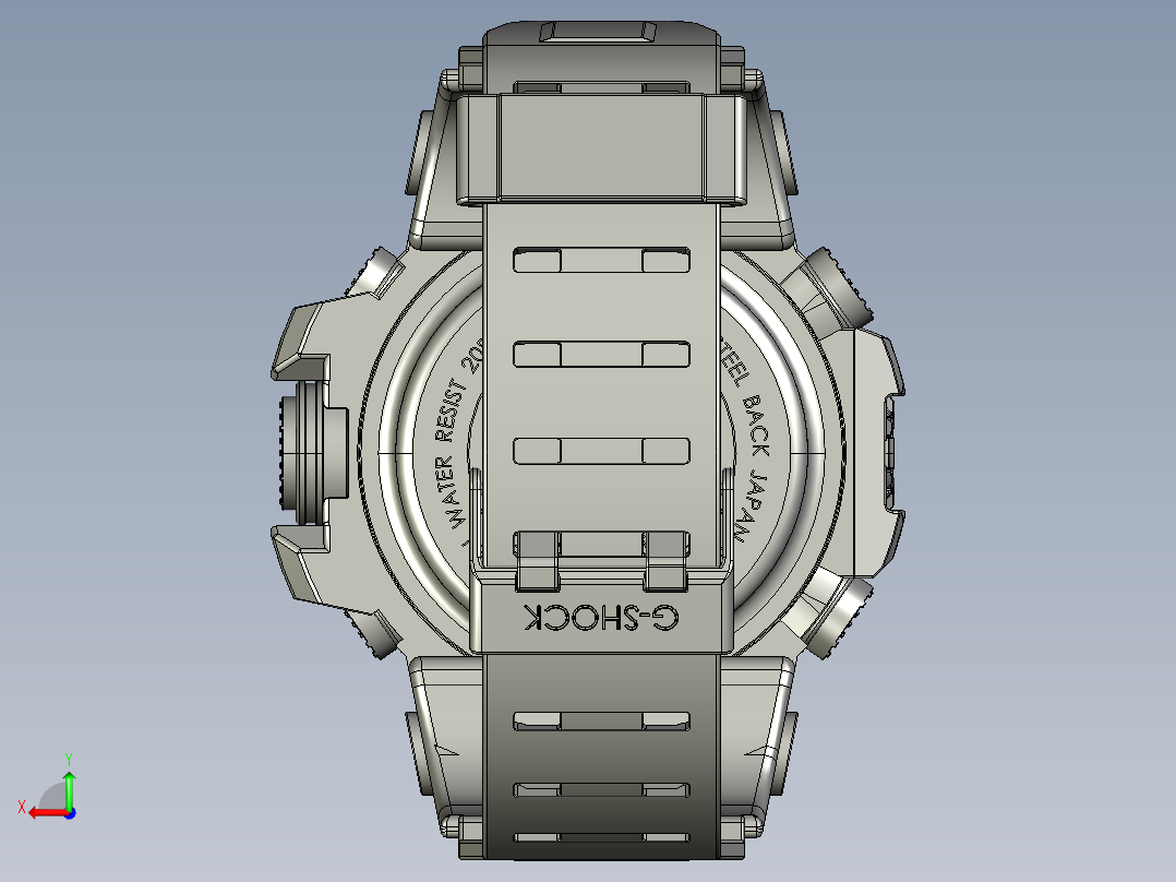 CASIO g661卡西欧手表模型3D图纸 STEP格式后视图
