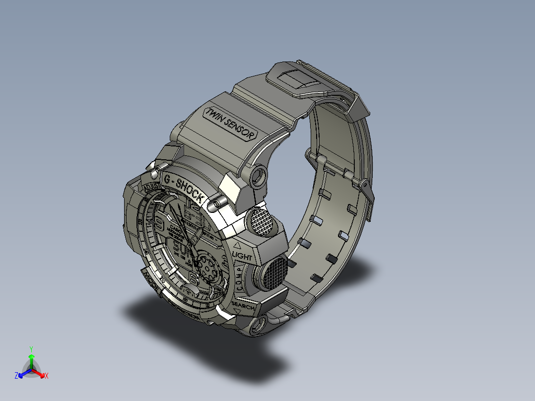 CASIO g661卡西欧手表模型3D图纸 STEP格式正等轴测图