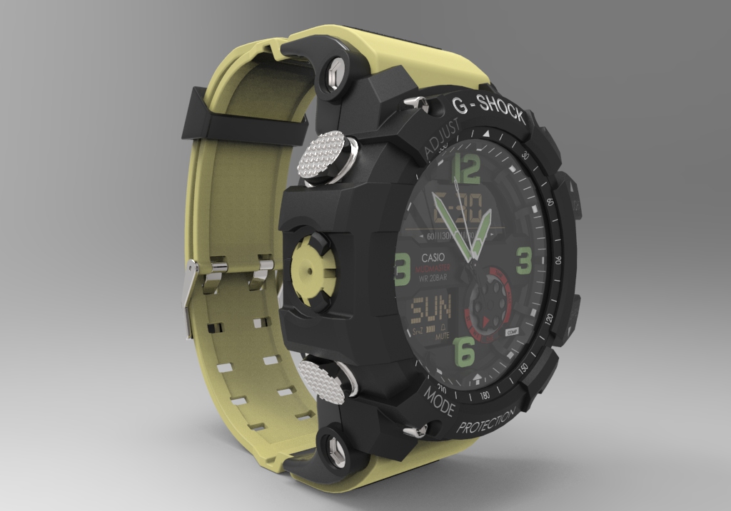 CASIO g661卡西欧手表模型3D图纸 STEP格式