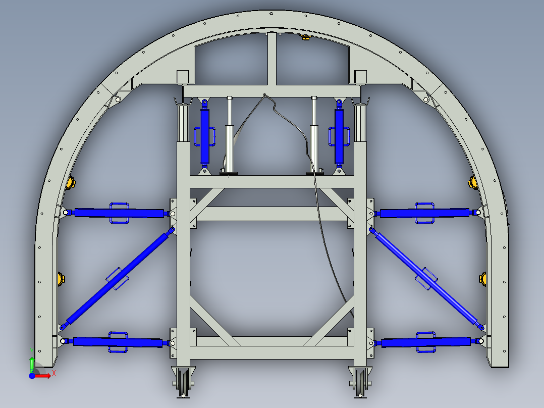 水电站隧道钢模台车3D模型前视图