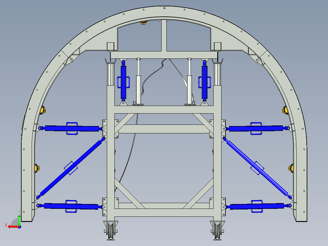 水电站隧道钢模台车3D模型后视图